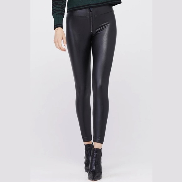 David Lerner Layla High Waist Faux Leather Legging Large NEW Vegan Zip-Fly L - Picture 6 of 7